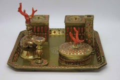 Gilded Copper and Coral Desk Set, Trapani, 17th Century