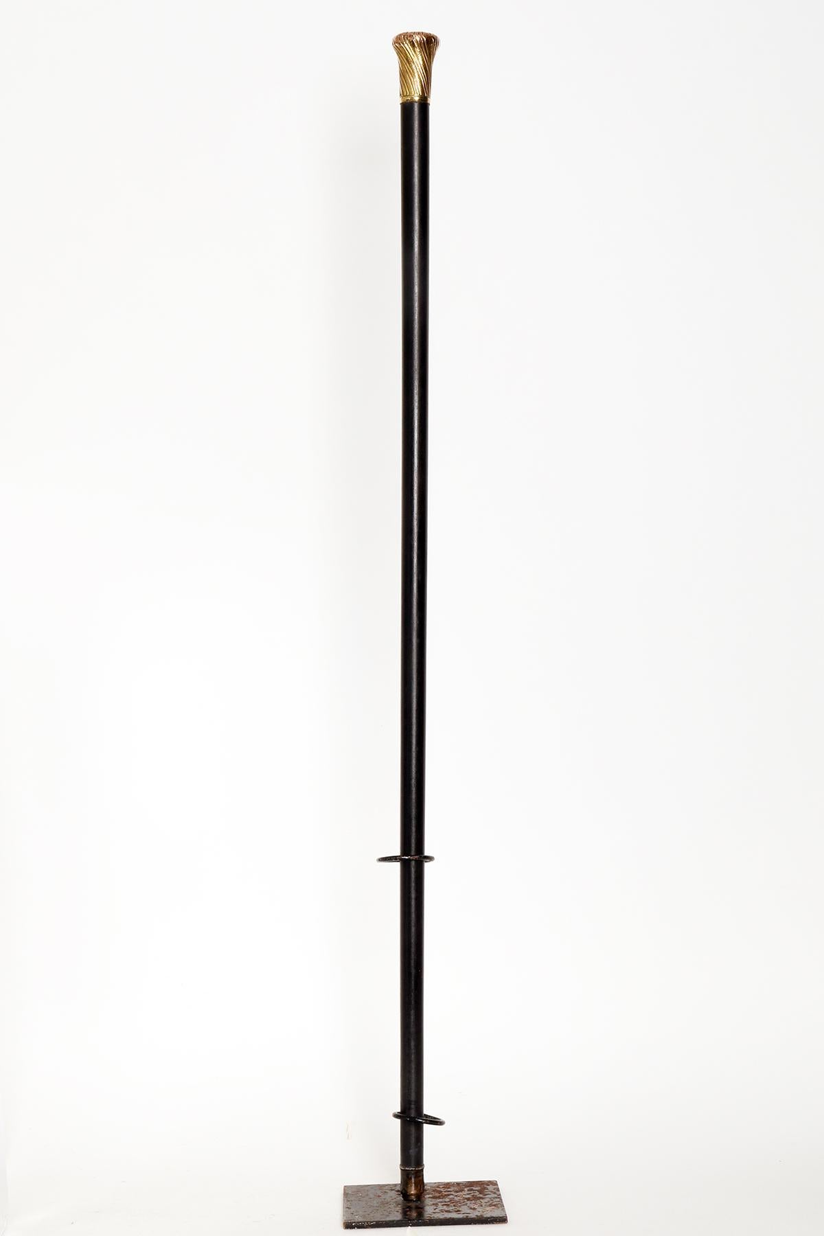 Gilded copper handle walking stick, France 1900.  For Sale 2