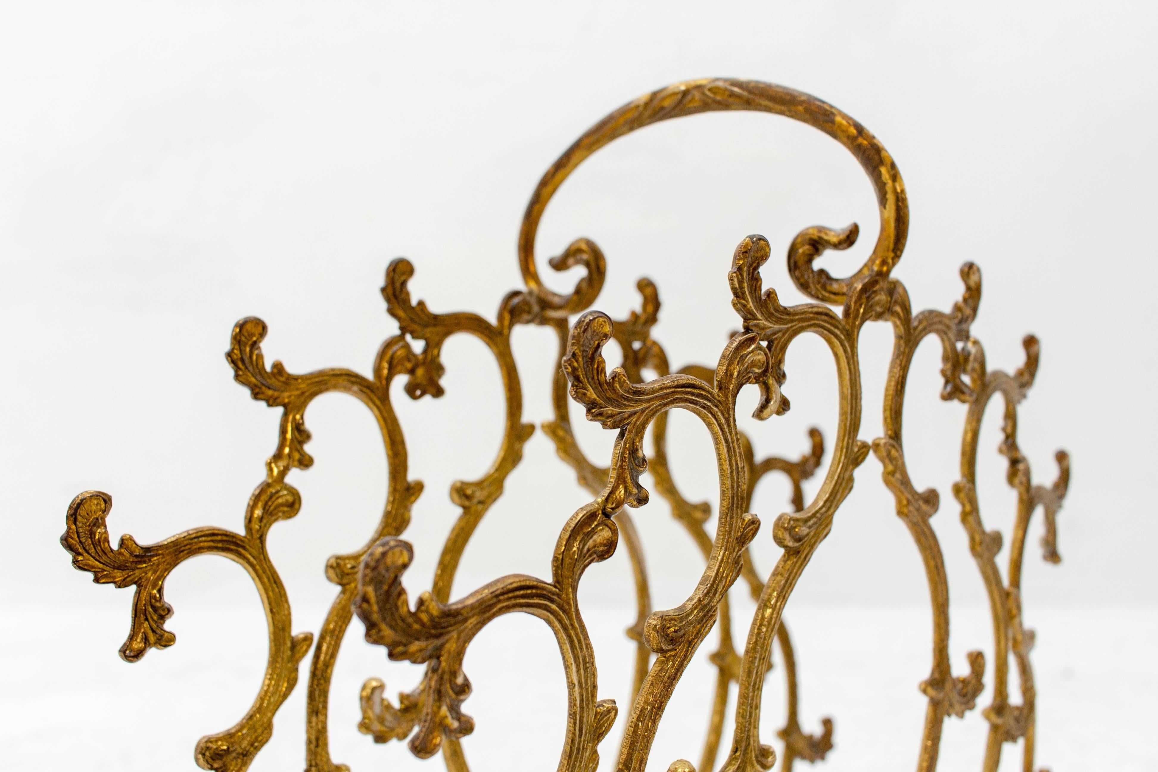 Gilded Copper Rococo Magazine Rack For Sale 1