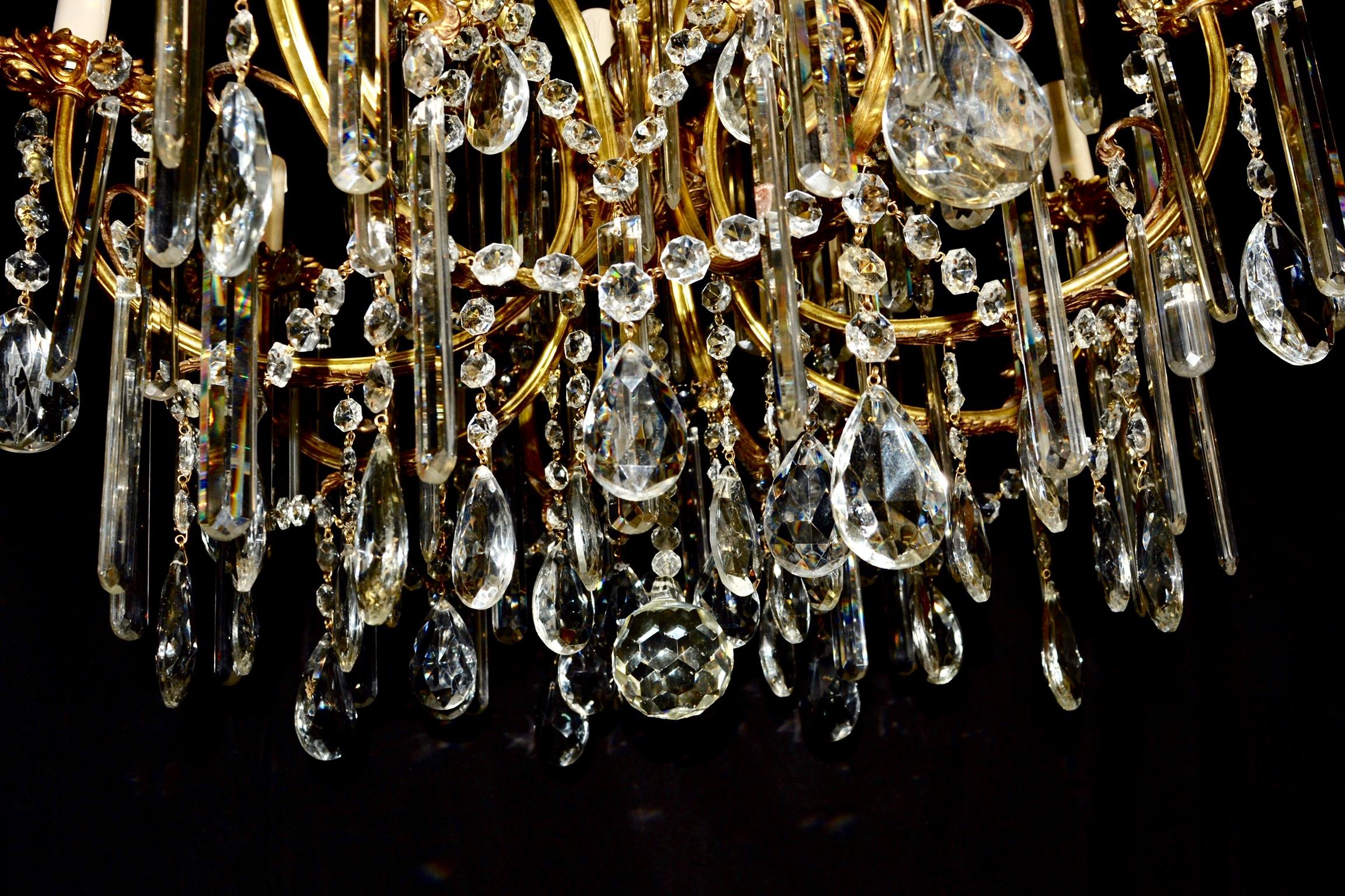 Gilded Crystal Bohemia Chandelier Antique Ceiling Lamp Lustre Art Nouveau Candel (Barock)