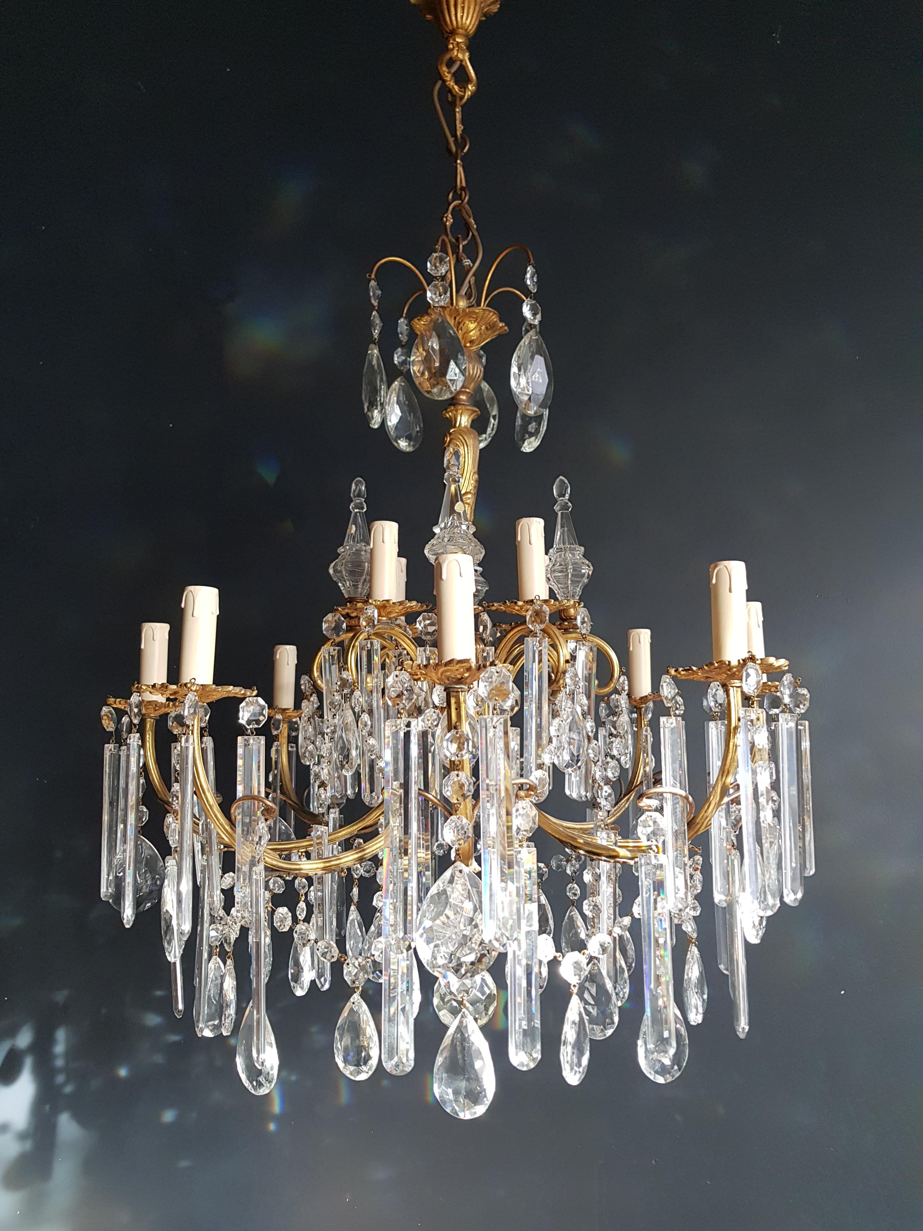 Gilded Crystal Bohemia Chandelier Antique Ceiling Lamp Lustre Art Nouveau Candel (Italienisch)