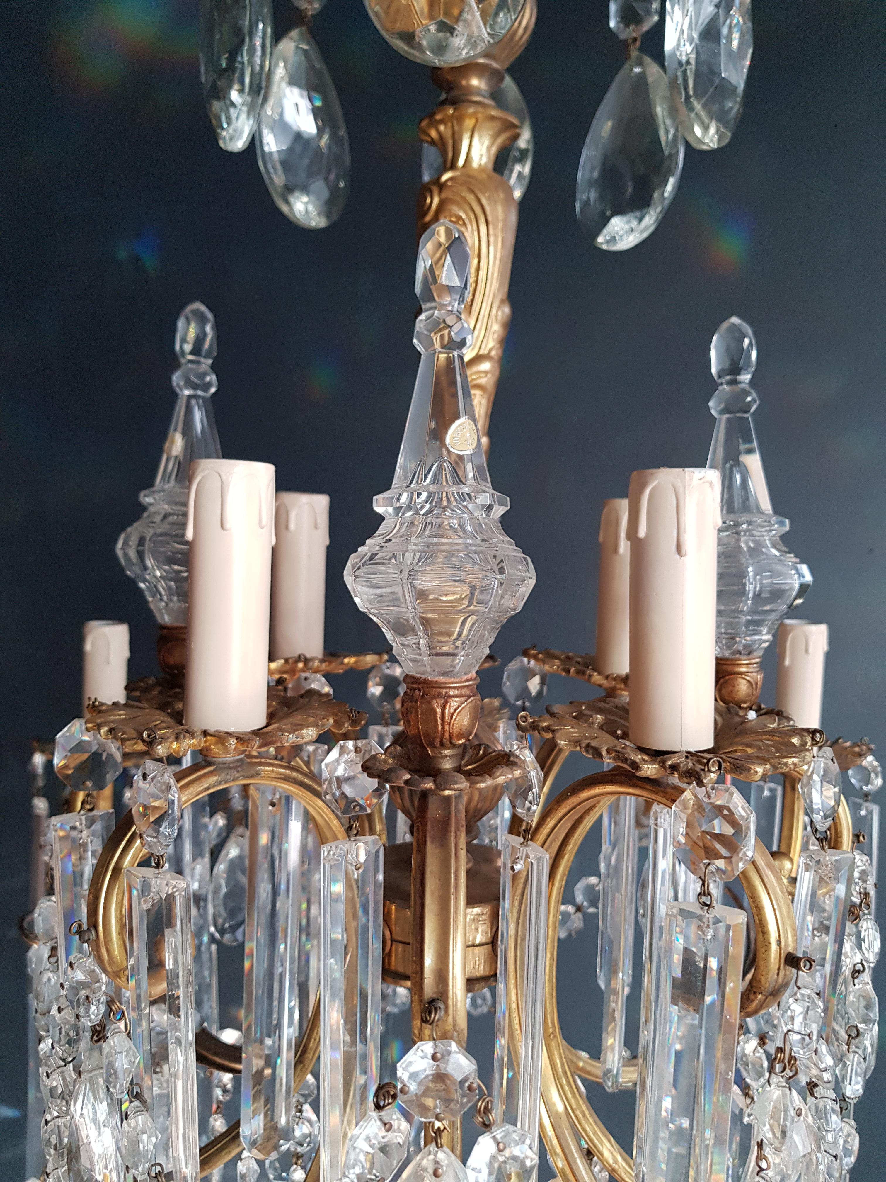 Gilded Crystal Bohemia Chandelier Antique Ceiling Lamp Lustre Art Nouveau Candel im Zustand „Gut“ in Berlin, DE