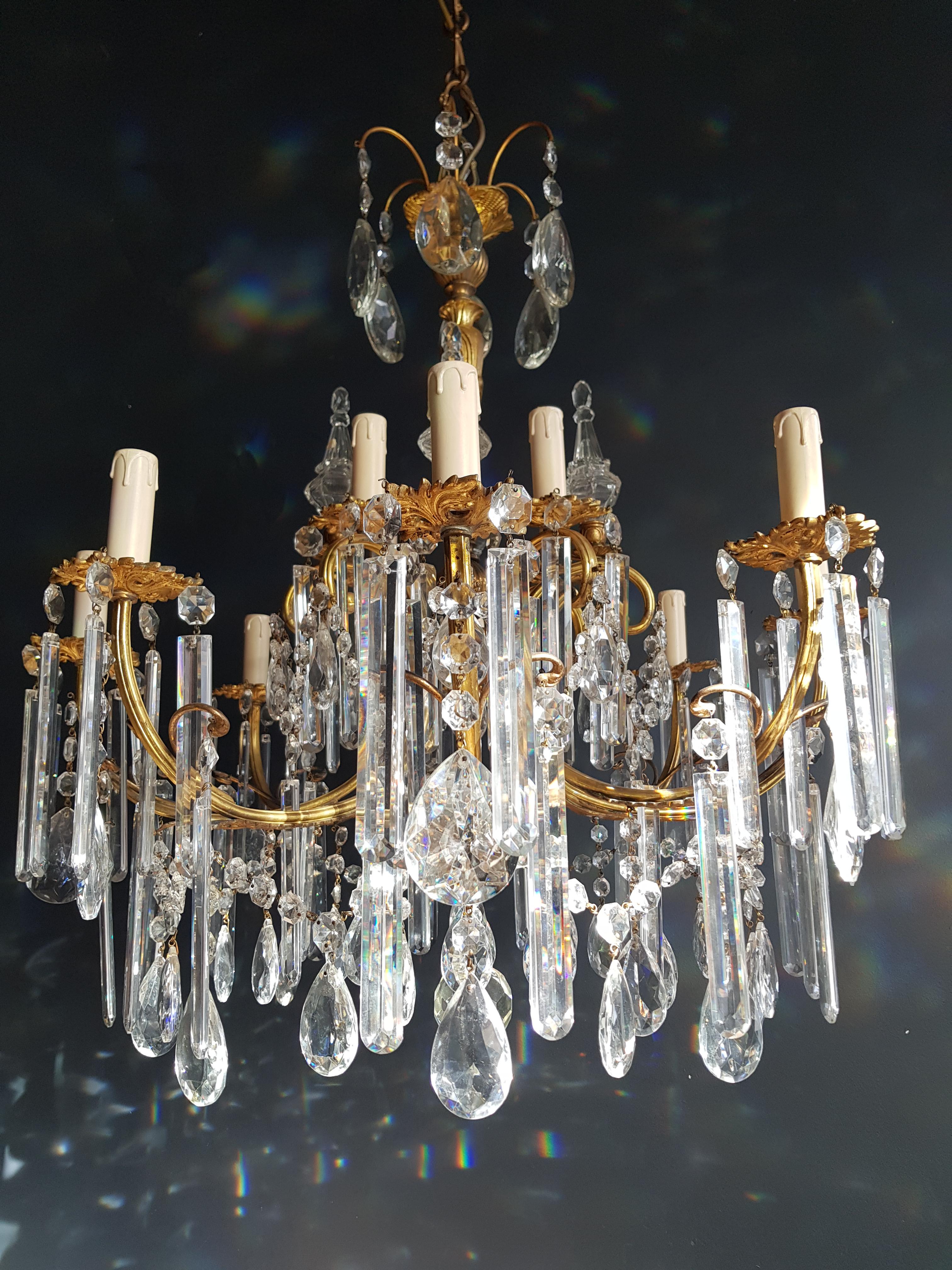 Gilded Crystal Bohemia Chandelier Antique Ceiling Lamp Lustre Art Nouveau Candel (Messing)
