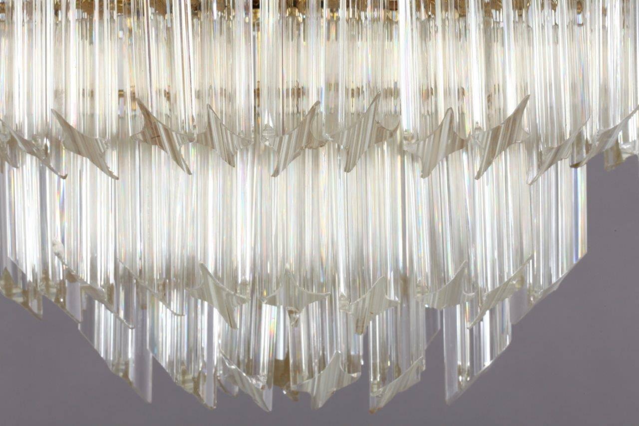 Gilded Crystal Glass Flush Mount by Palwa, Germany, 1970 In Excellent Condition In Vienna, Vienna