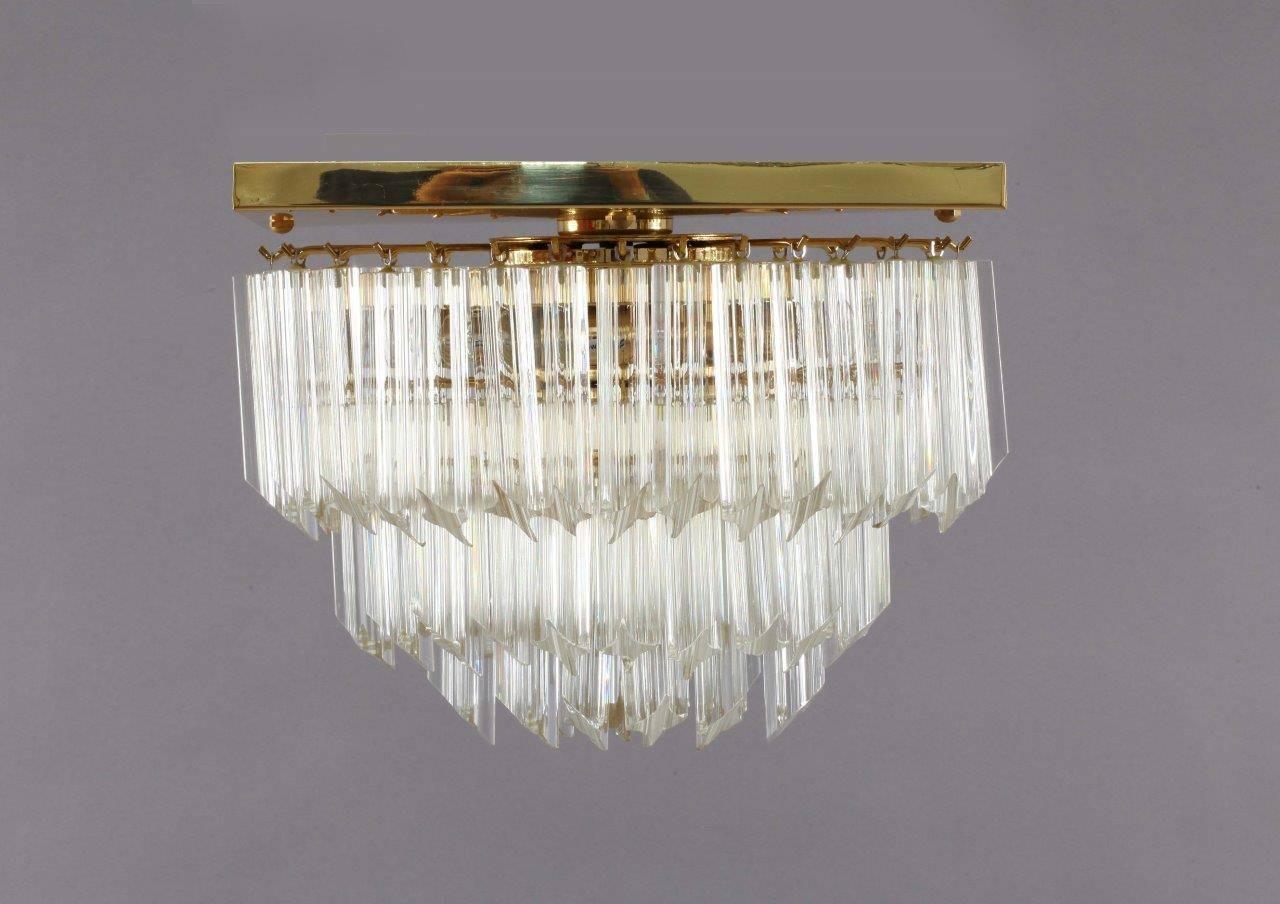 Late 20th Century Gilded Crystal Glass Flush Mount by Palwa, Germany, 1970