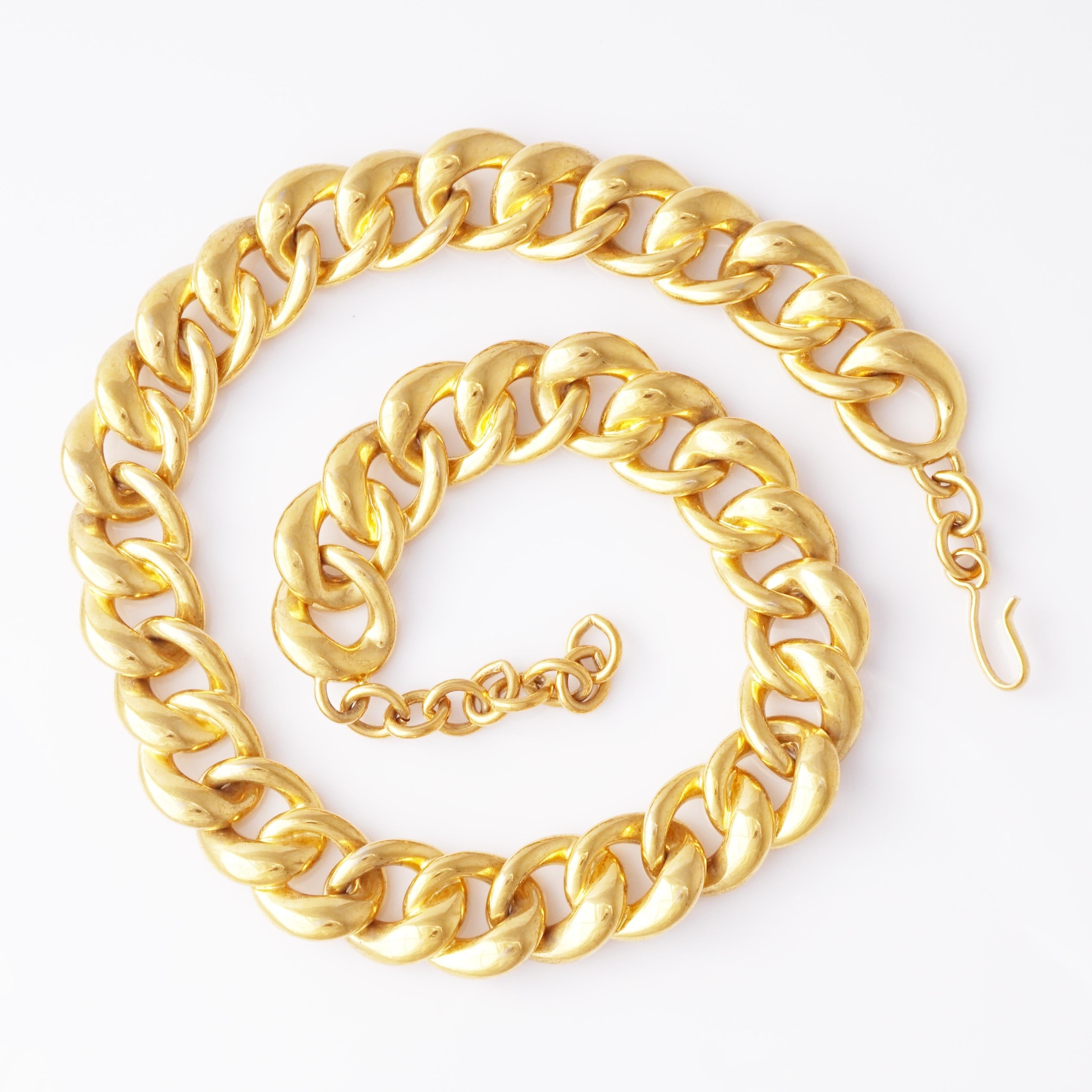 Modern Gilded Curb Chain Choker Necklace By Monet, 1990s