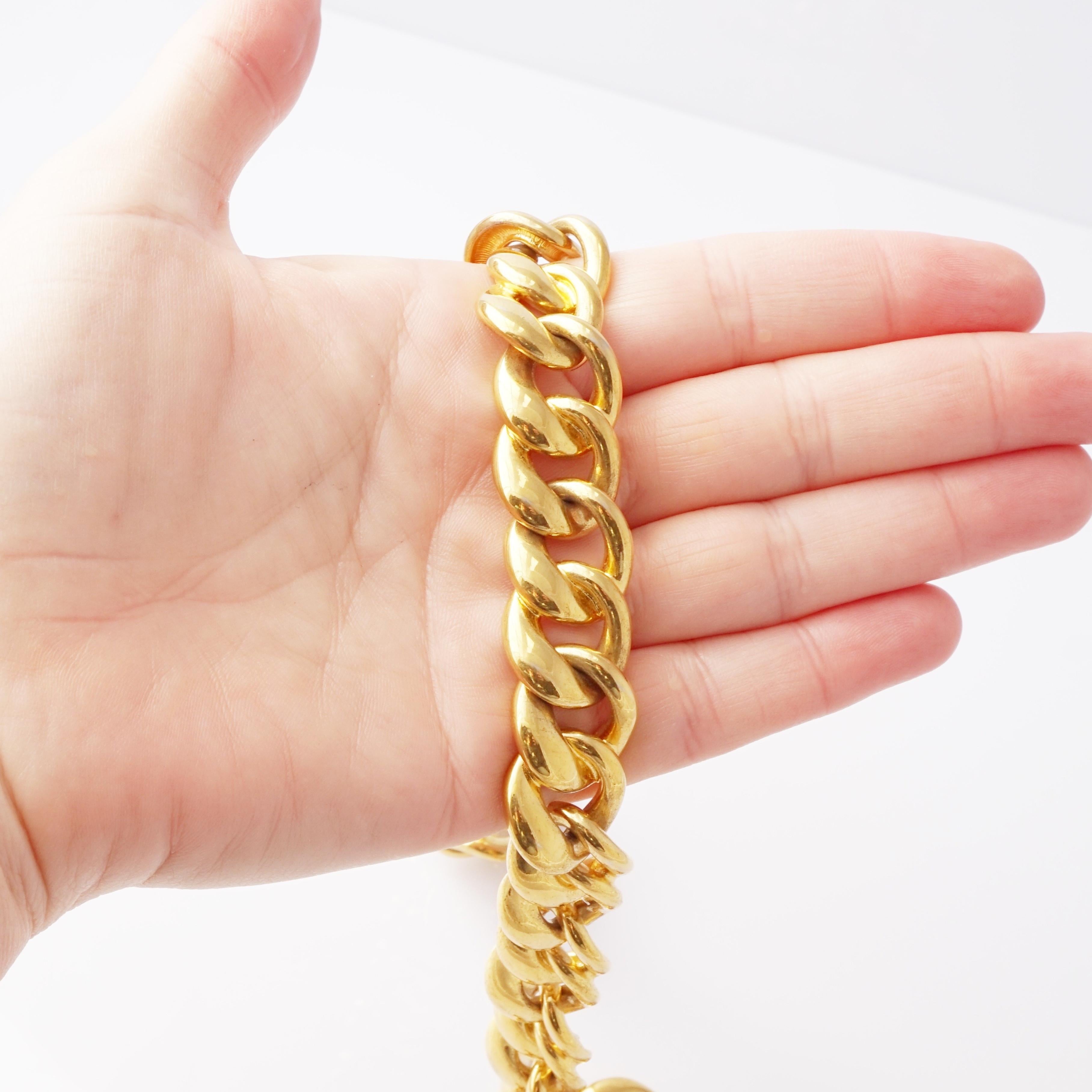 Gilded Curb Chain Choker Necklace By Monet, 1990s 1