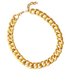 Gilded Curb Chain Choker Necklace By Monet, 1990s