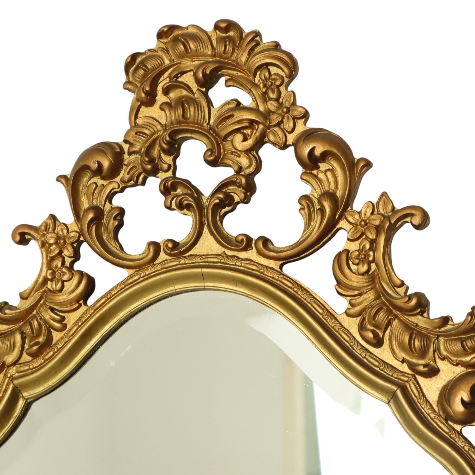Baroque Gilded Deknudt Rococo Style Mirror Crested Mirror Acanthus 81cm For Sale