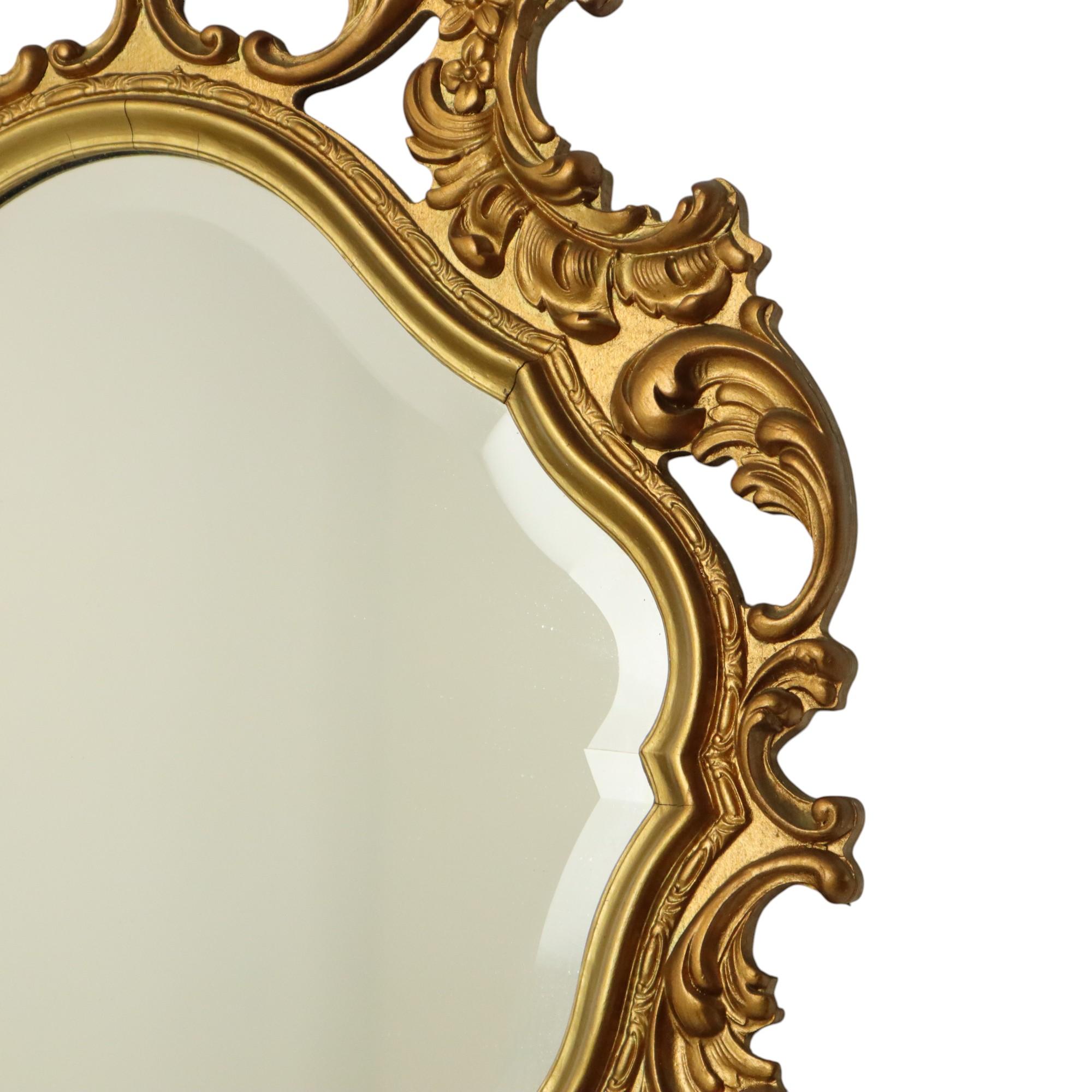 Belgian Gilded Deknudt Rococo Style Mirror Crested Mirror Acanthus 81cm For Sale