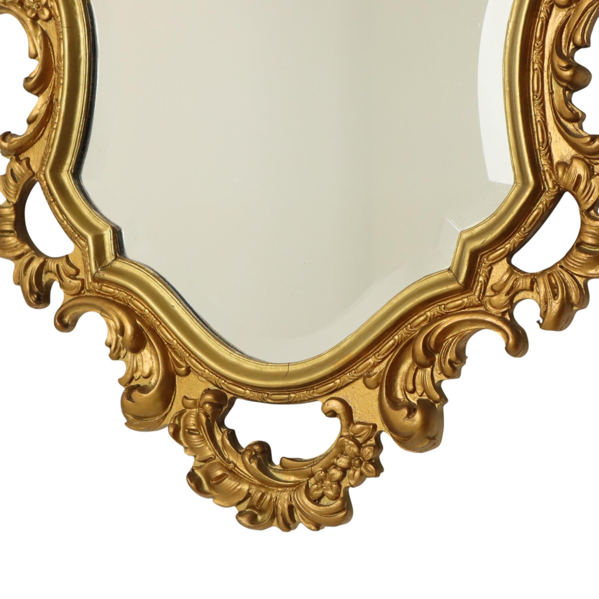 20th Century Gilded Deknudt Rococo Style Mirror Crested Mirror Acanthus 81cm For Sale
