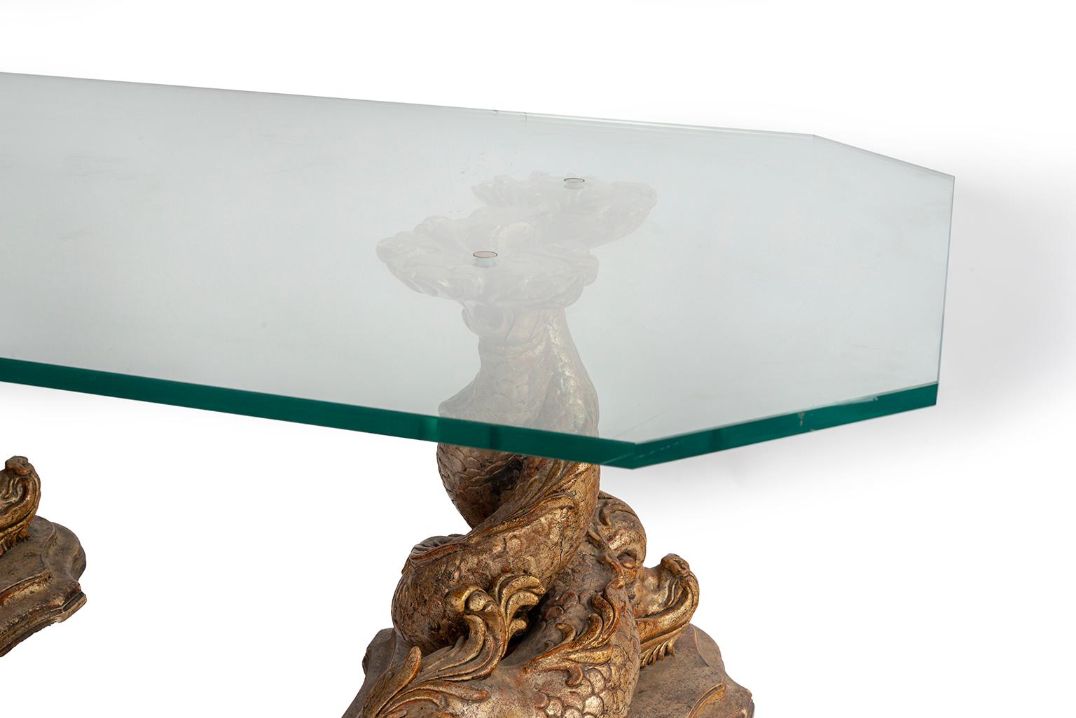 dolphin coffee table glass top