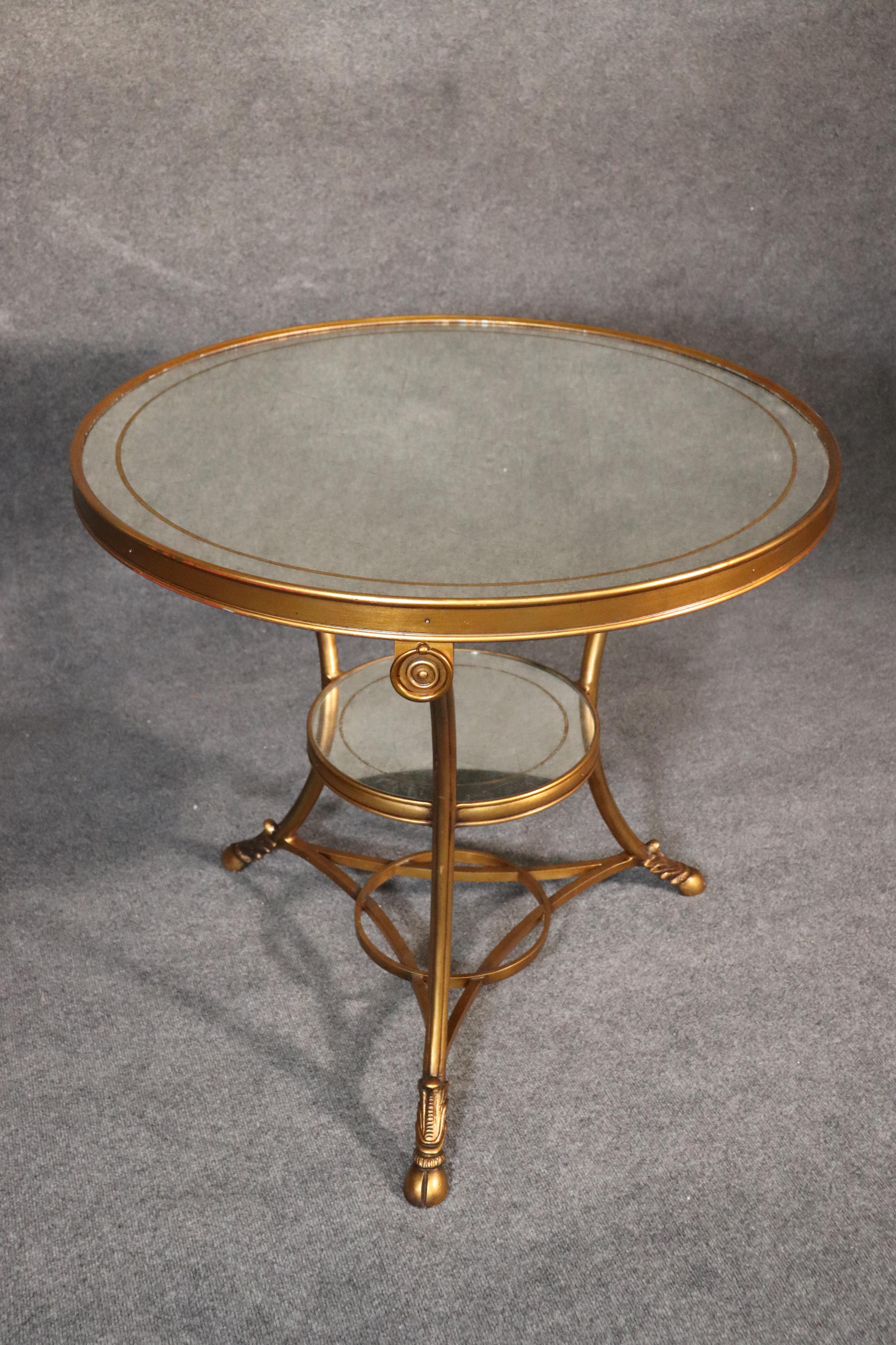 Italian Gilded Eglomise Silver Leafed Mirrored Gilded French Directoire Center Table