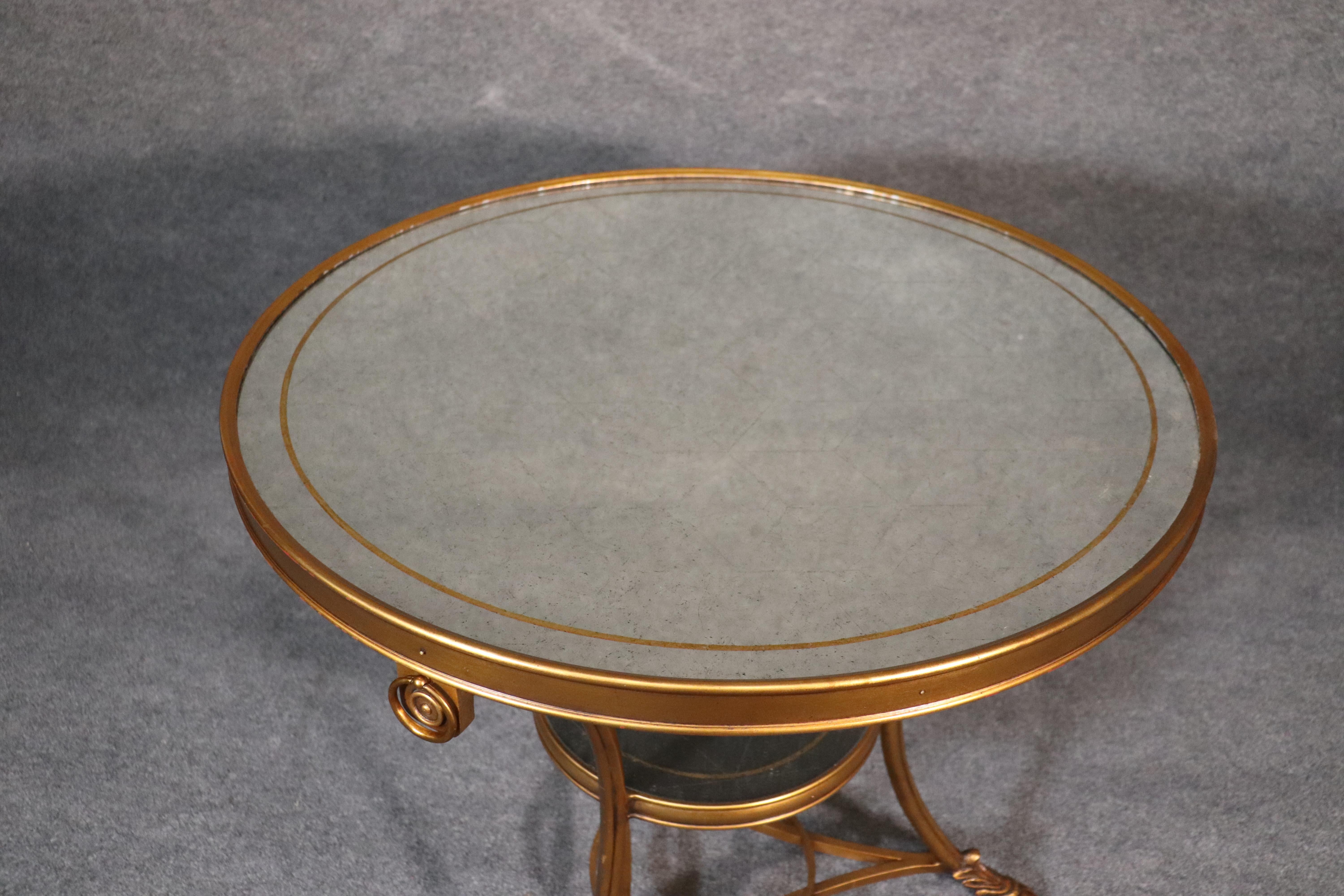 Gilded Eglomise Silver Leafed Mirrored Gilded French Directoire Center Table In Good Condition In Swedesboro, NJ