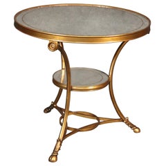 Gilded Eglomise Silver Leafed Mirrored Gilded French Directoire Center Table