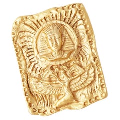 Gilded Egyptian Revival Brooch, 1980s