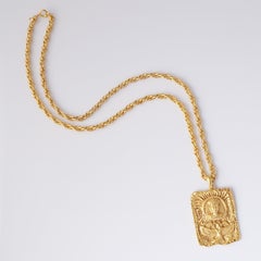 Gilded Egyptian Revival Pendant Necklace, 1980s