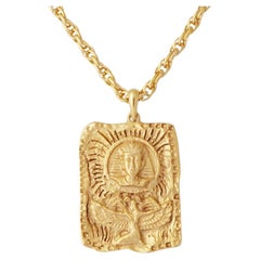 Gilded Egyptian Revival Pendant Necklace, 1980s