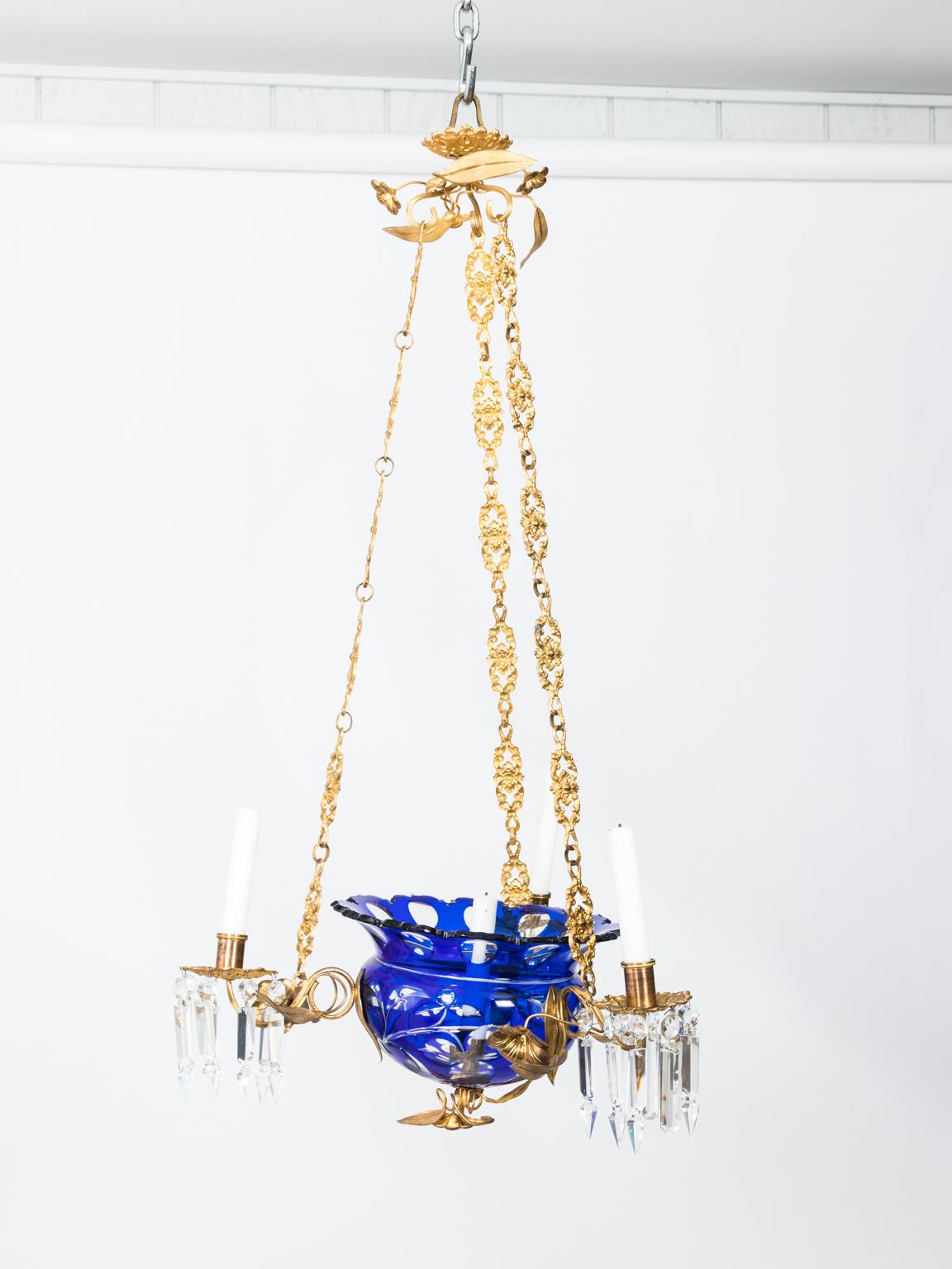 Gilded Empire Style Chandelier  In Good Condition For Sale In Stamford, CT