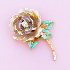 Gilded "England's Rose" Princess Diana Memorial Brooch by R.J. Graziano, 1997