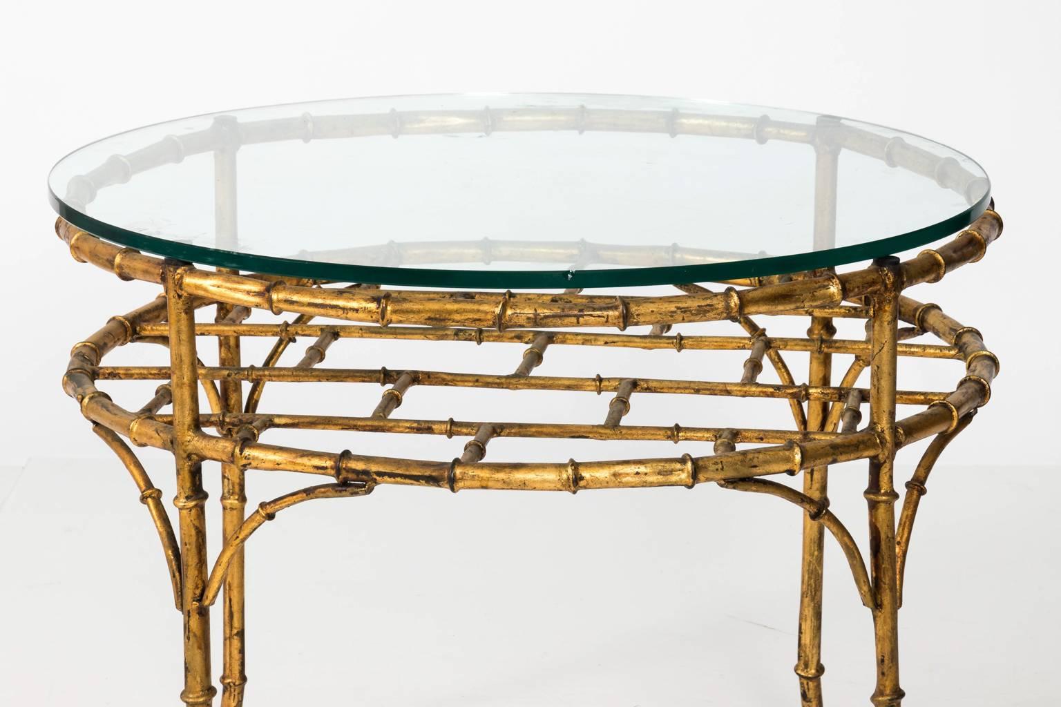 Gilded Faux Bamboo Coffee Table In Good Condition In Stamford, CT