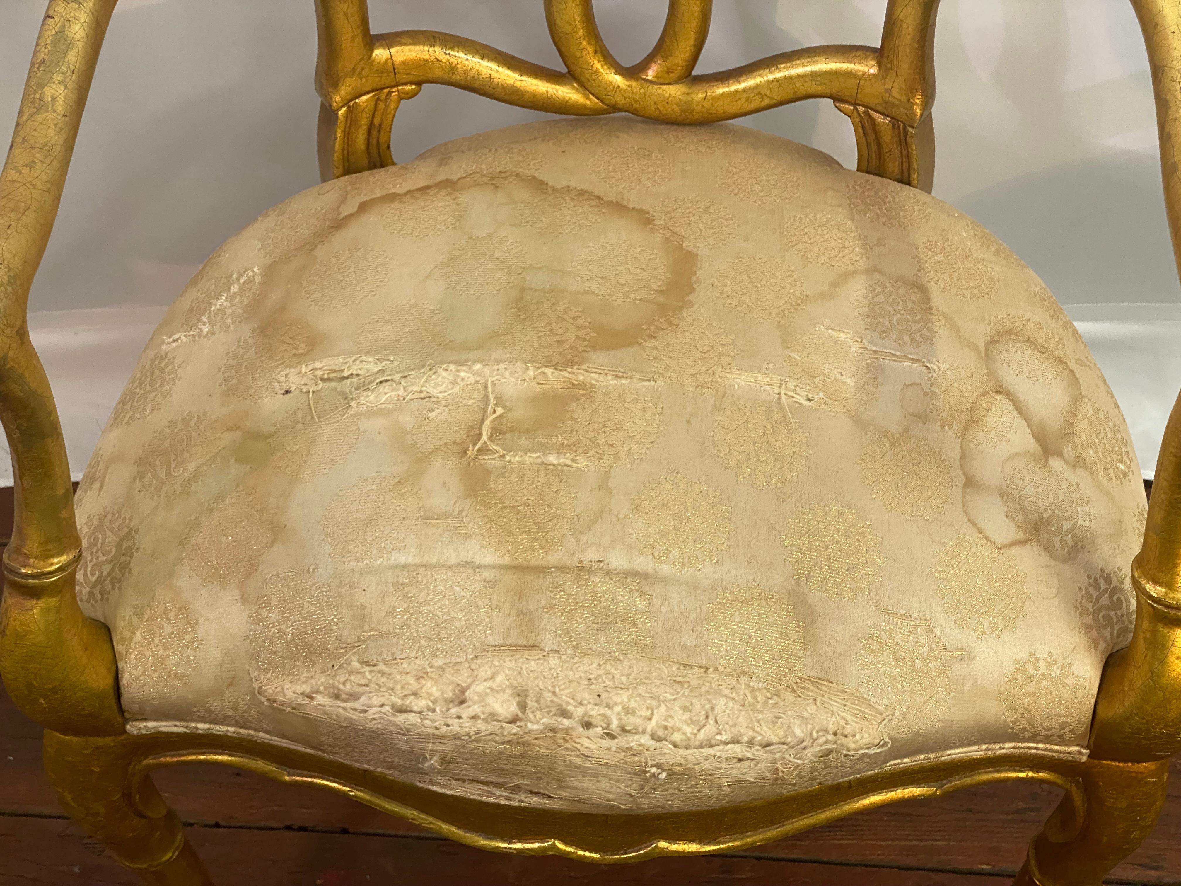 Vergoldeter Hollywood-Regency-Sessel aus Bambusimitat im Angebot 9