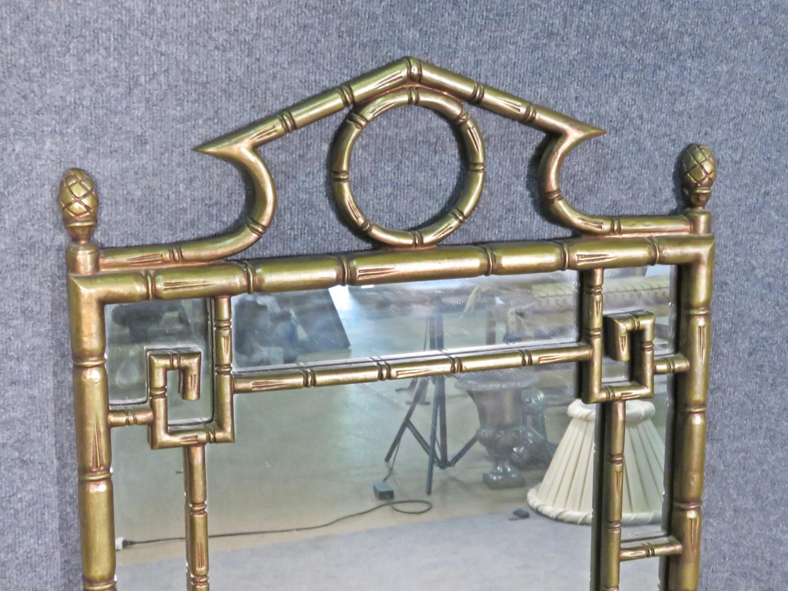 Aesthetic Movement Gilded Faux Bamboo Oriental Style LaBarge Attributed Mirror