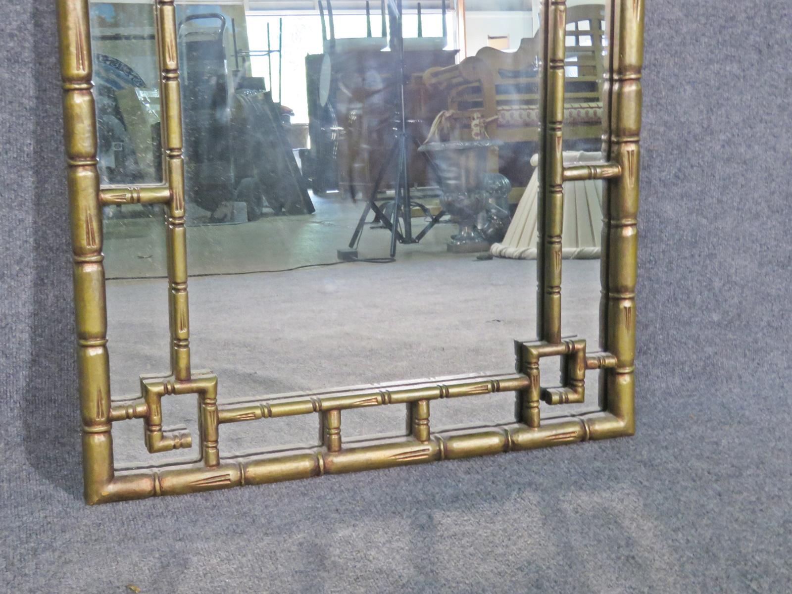 Italian Gilded Faux Bamboo Oriental Style LaBarge Attributed Mirror