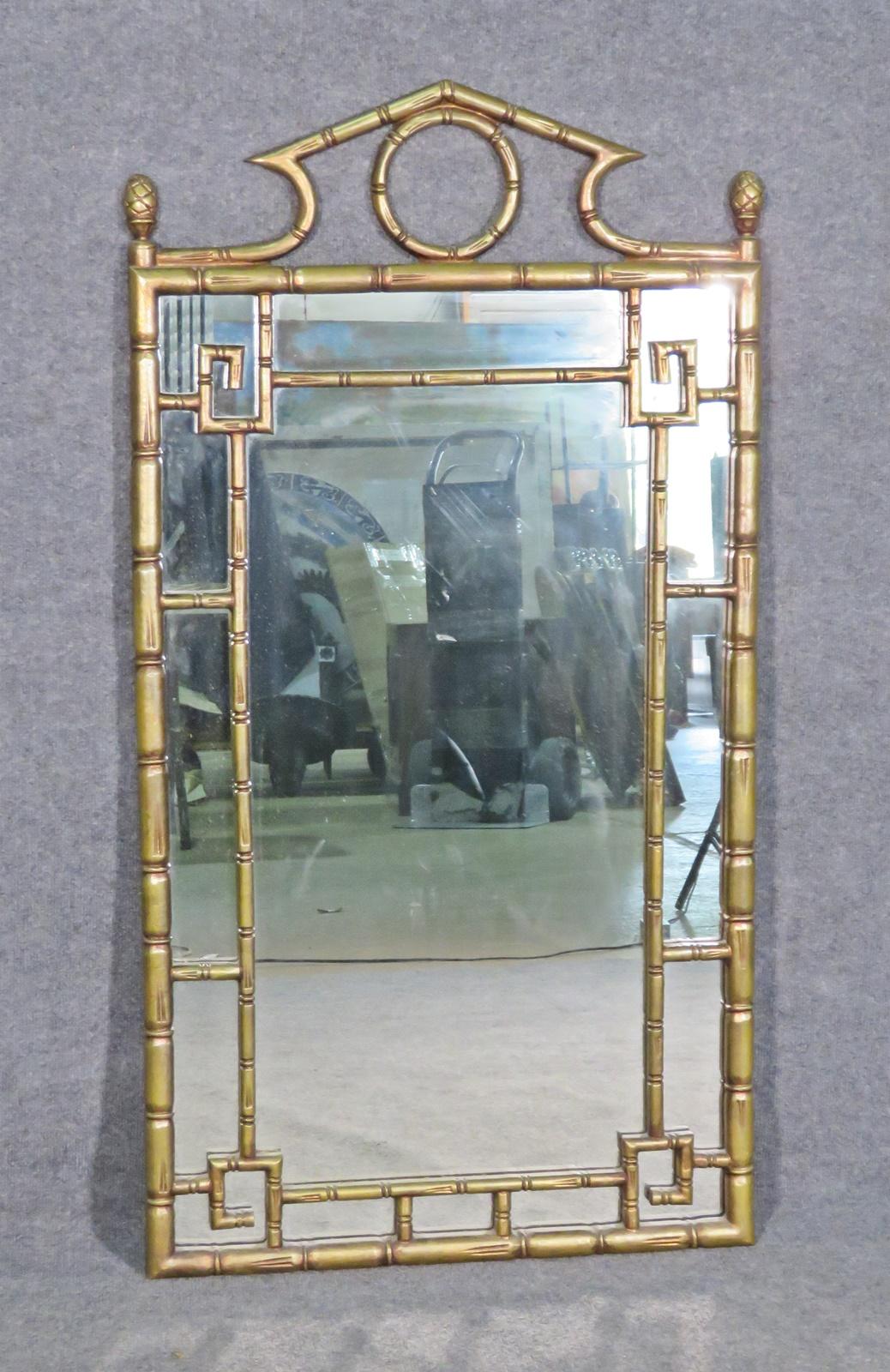Fruitwood Gilded Faux Bamboo Oriental Style LaBarge Attributed Mirror