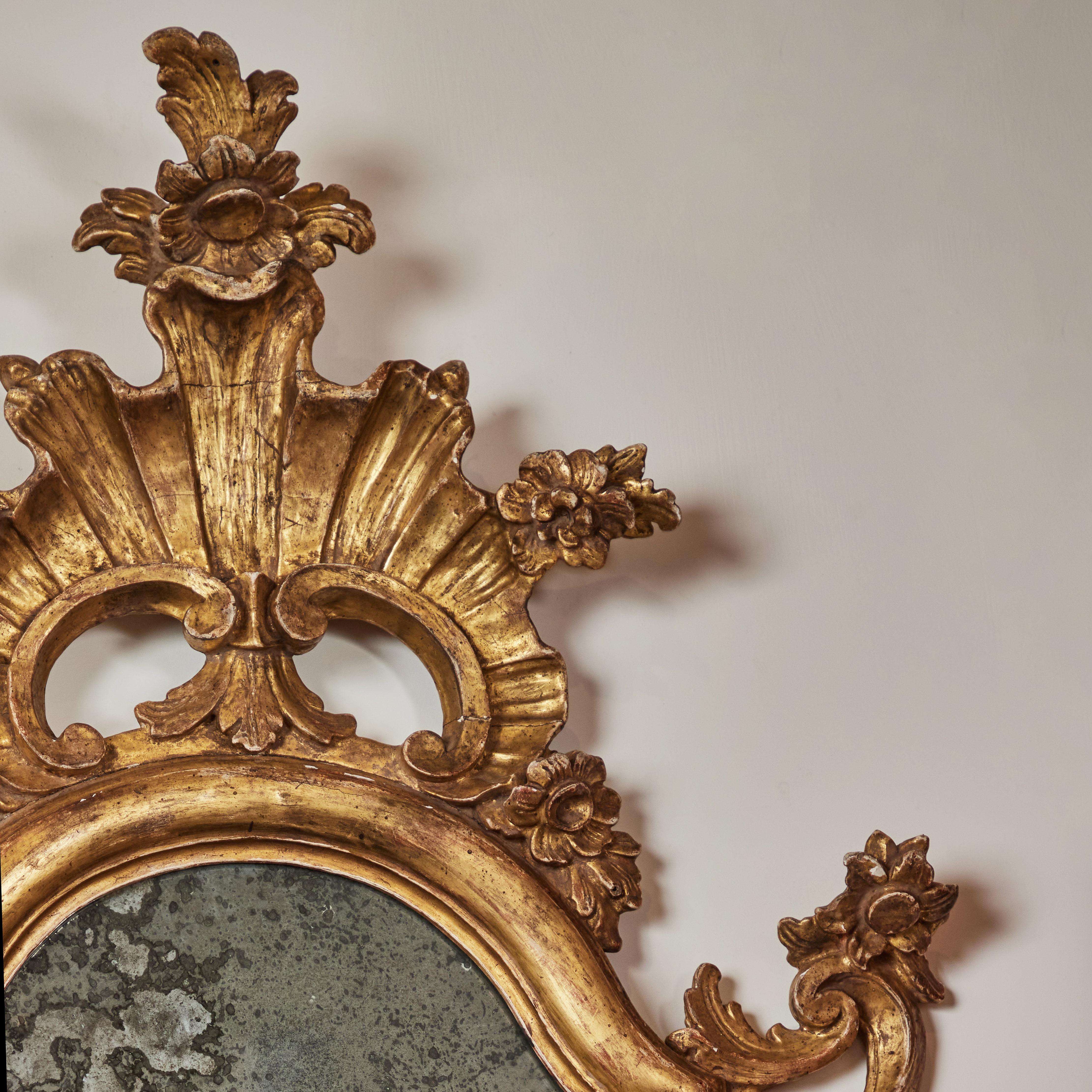 Gilded Florentine Mirrors with Candle Holders For Sale 2