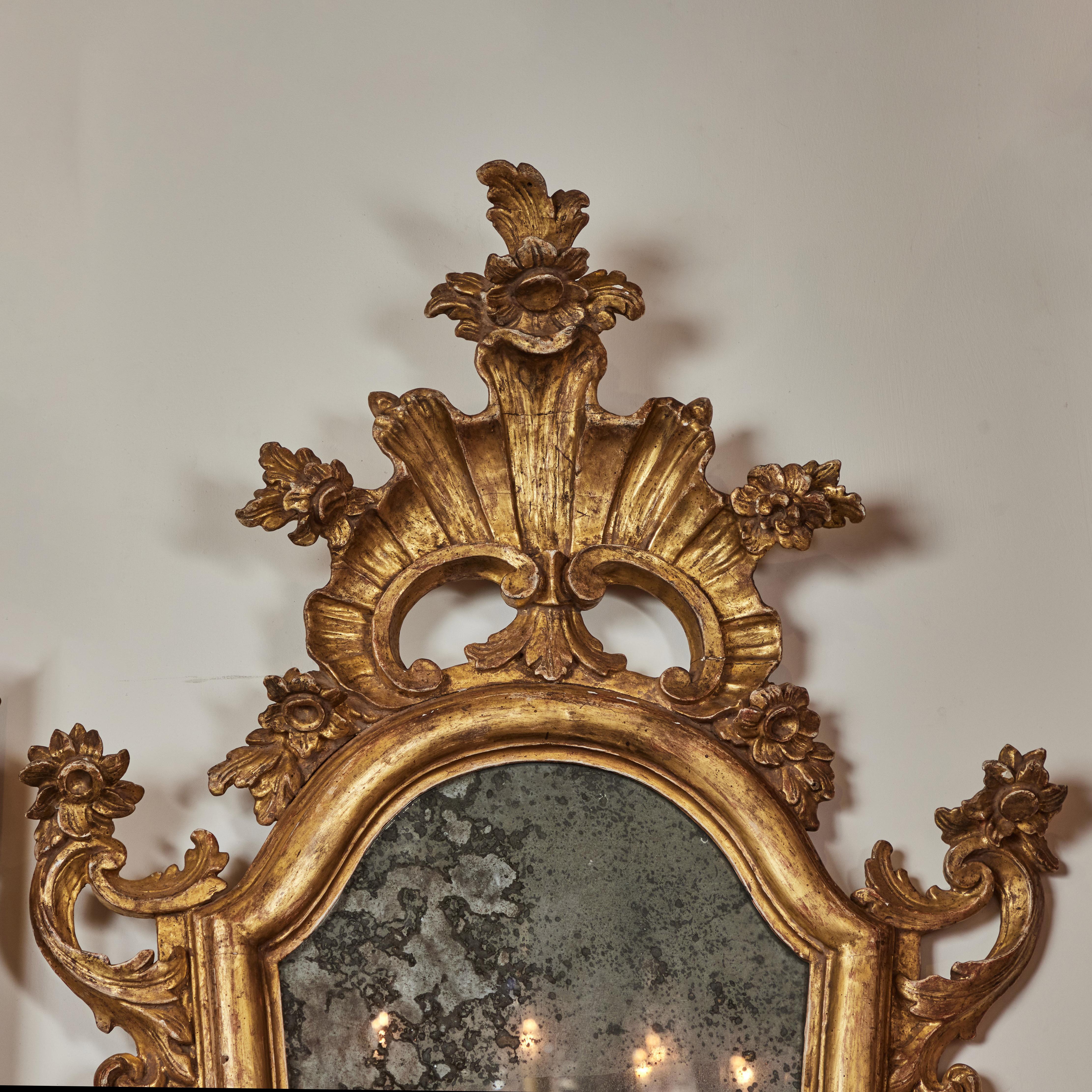 Early 19th Century Gilded Florentine Mirrors with Candle Holders For Sale