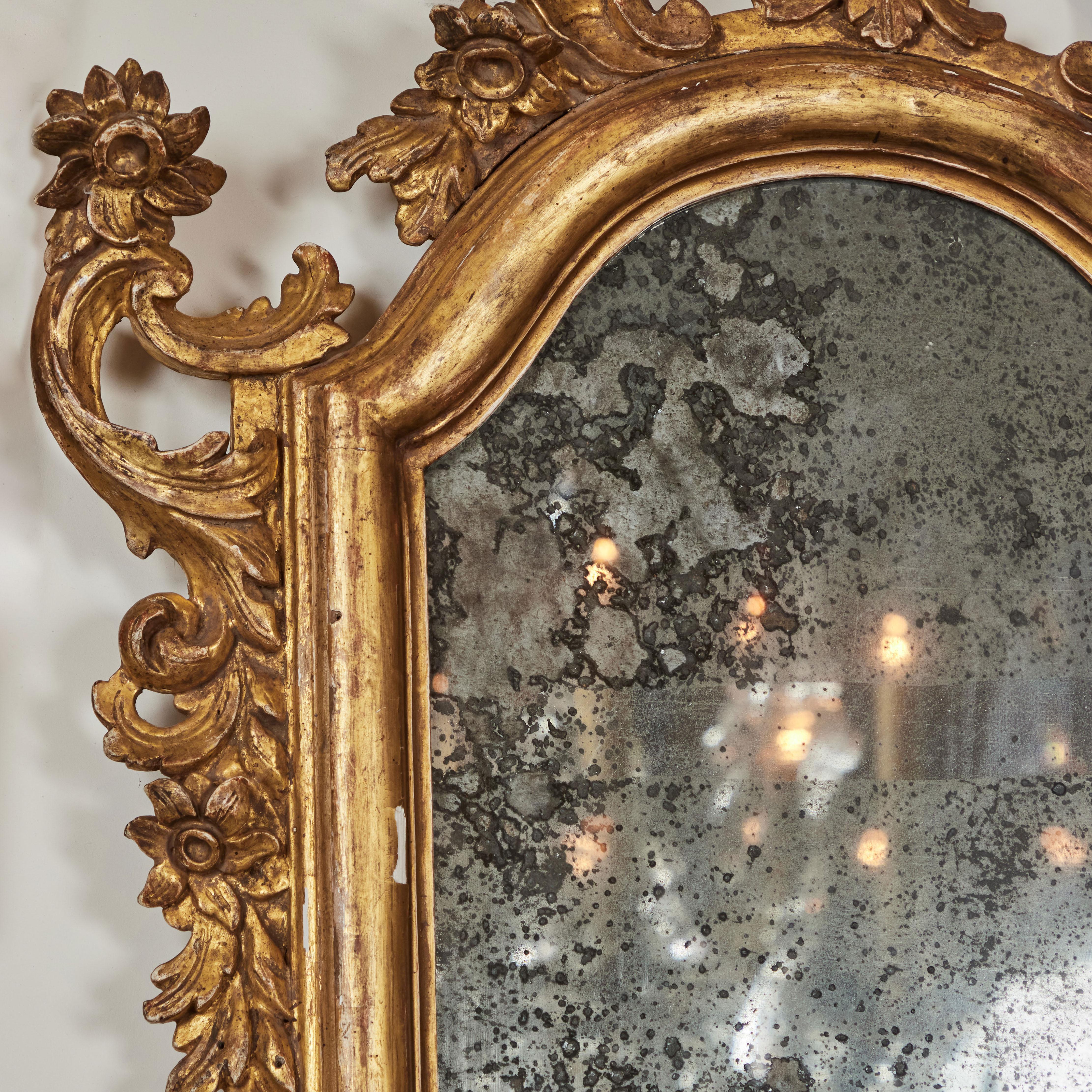Wool Gilded Florentine Mirrors with Candle Holders For Sale