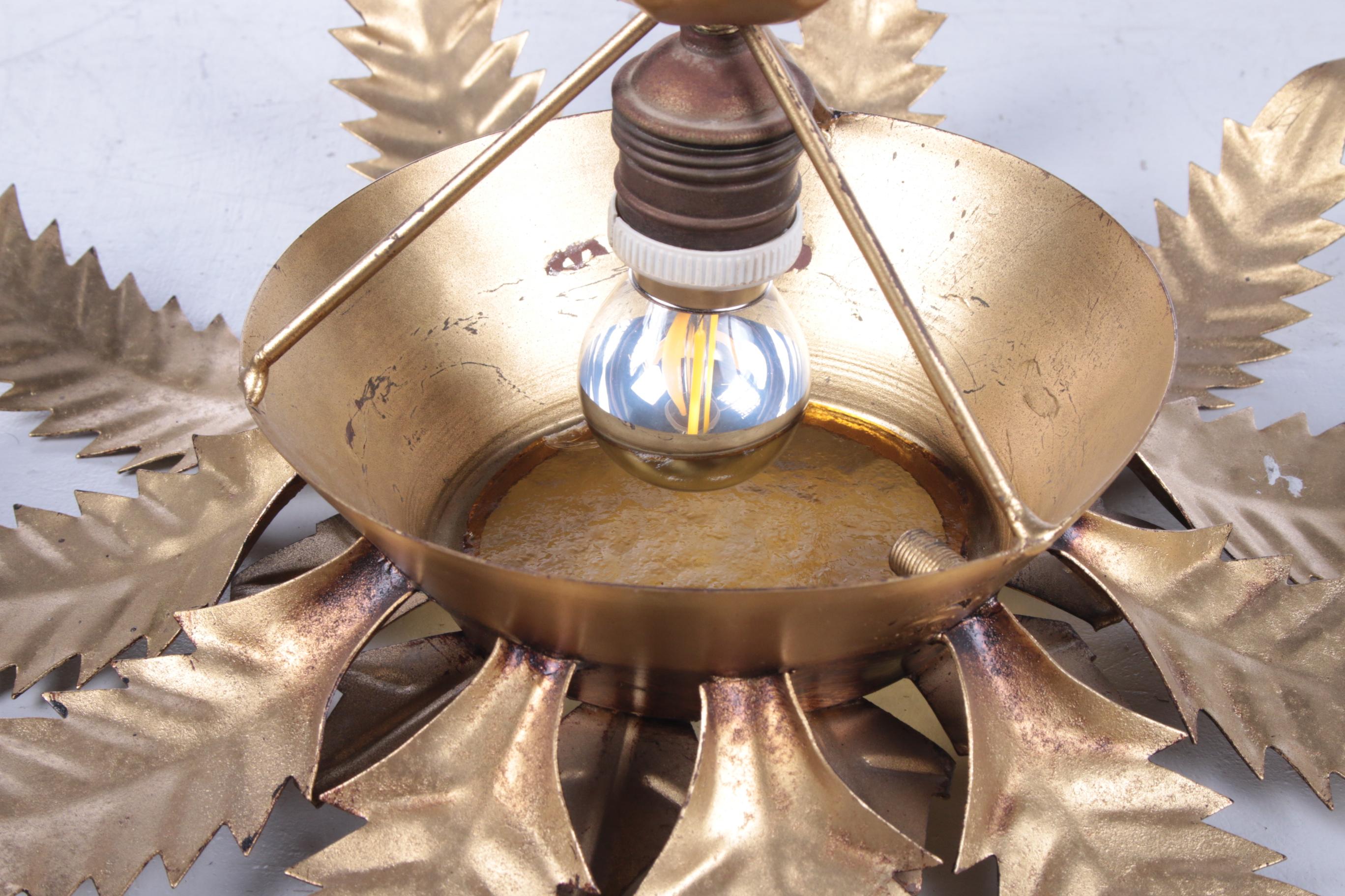 Gilded Florentine Wall or Ceiling Lamp by Banci Firenze, Italy 1960s 5