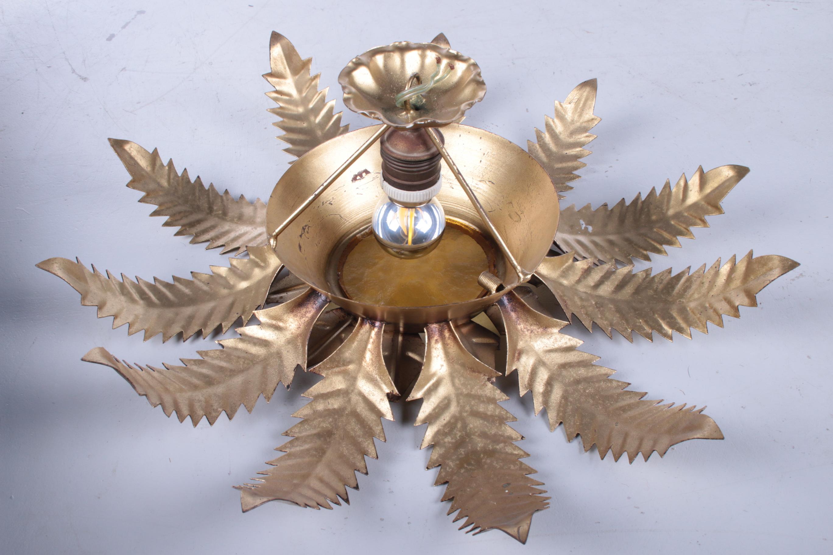 Gilded Florentine Wall or Ceiling Lamp by Banci Firenze, Italy 1960s 6