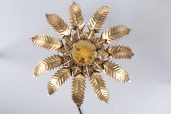 Gilded Florentine Wall or Ceiling Lamp by Banci Firenze, Italy 1960s