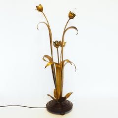 Hollywood Regency Gilded Flower Leaf Floor Lamp
