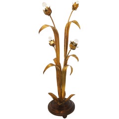 Hollywood Regency Gilded Flower Leaf Floor Lamp