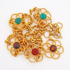 Cintura a catena con maglie floreali dorate di Roger Scemama per YSL, anni '60