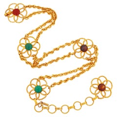 Used Gilded Flower Link Chain Belt By Roger Scemama for YSL, 1960s