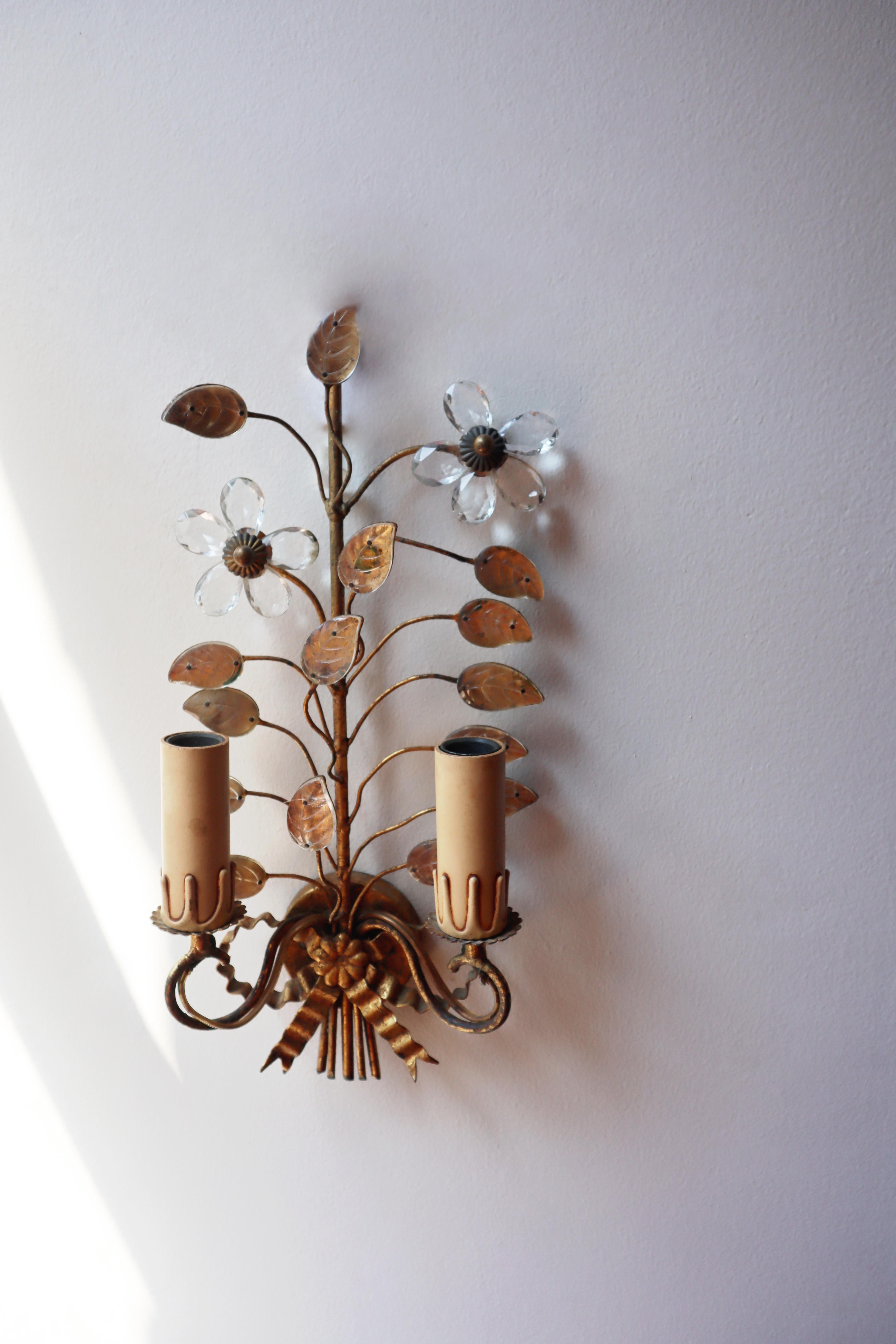 Mid-Century Modern Vintage Gilt Wall Sconce by Banci Firenze For Sale