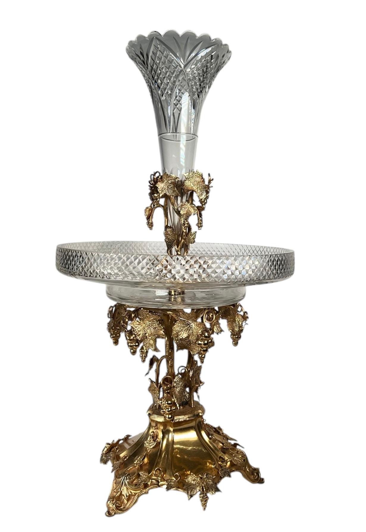 Vergoldetes französisches Kristall-Epergne im Angebot 1