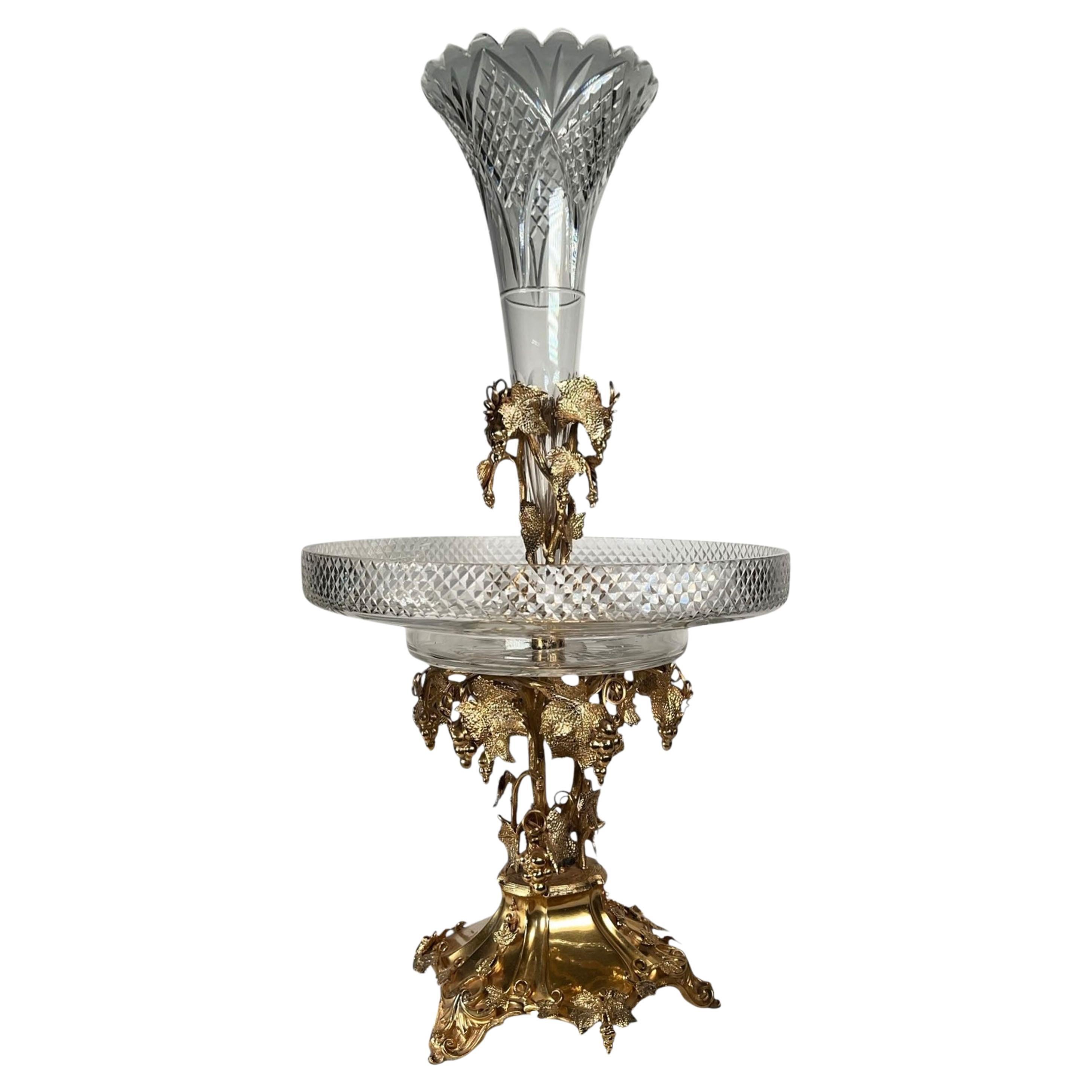 Vergoldetes französisches Kristall-Epergne