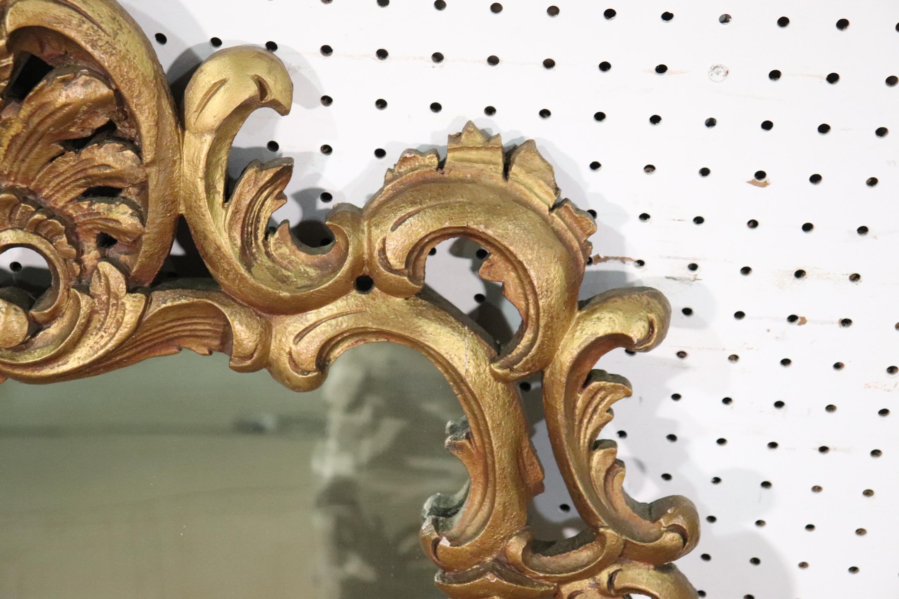 Gesso Gilded French Louis XV Wall Mirror For Sale