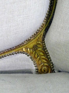Vergoldetes französisches Louis XVI geschwungenes D'une Ottomane Sofa Canape Settee:: um 1900