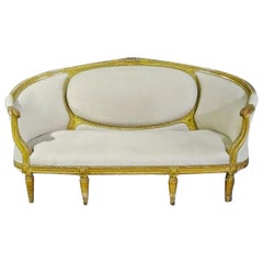 Gilded French Louis XVI Curved D'une Ottomane Sofa Canape Settee, circa 1900