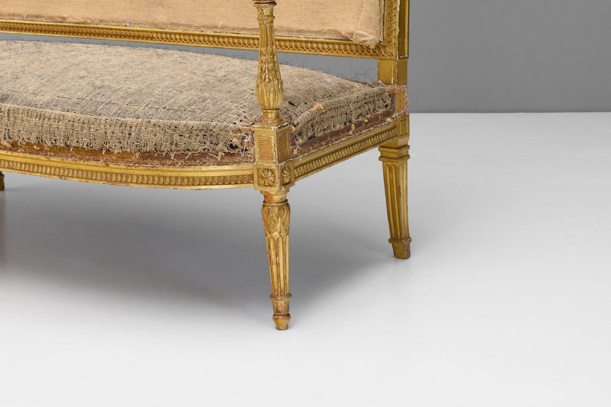 Walnut Gilded French Settee For Sale