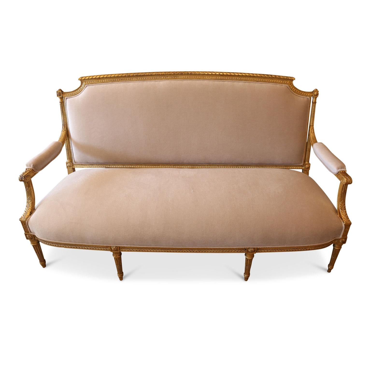 Hand-Carved Gilded French Settee
