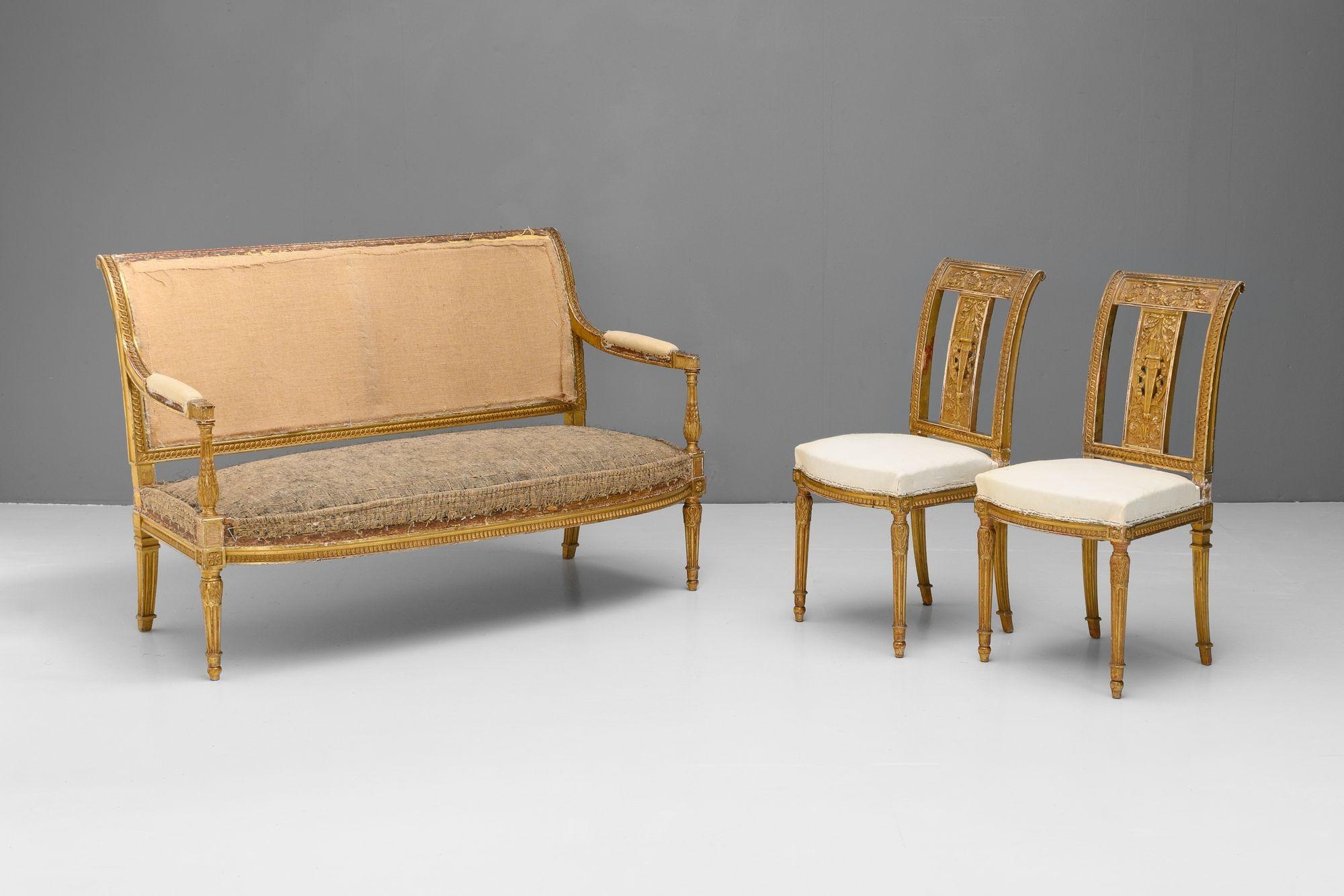 Gilded French Settee For Sale 2