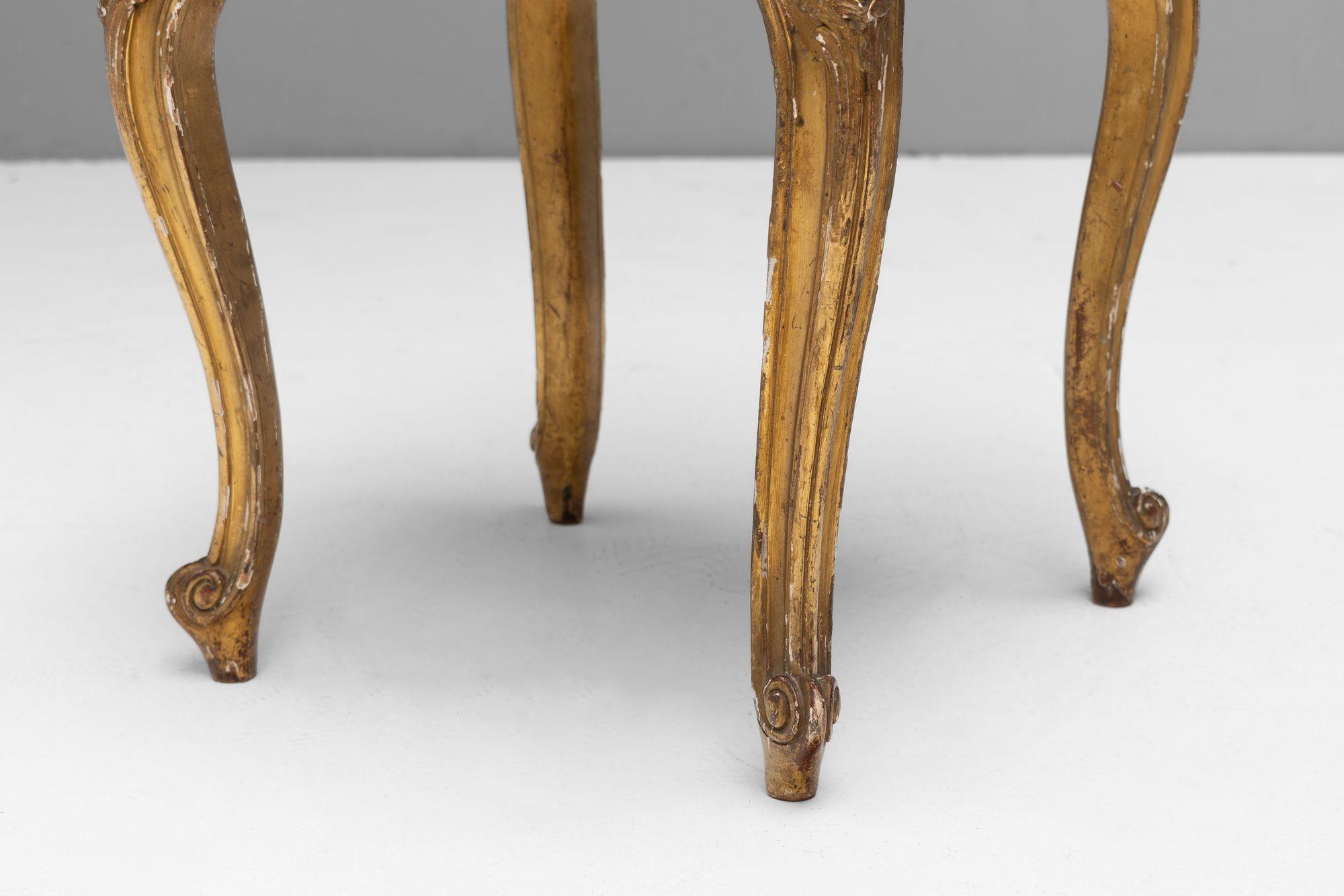 Late 19th Century Gilded French Stool For Sale
