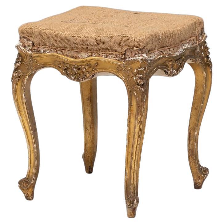 Gilded French Stool For Sale